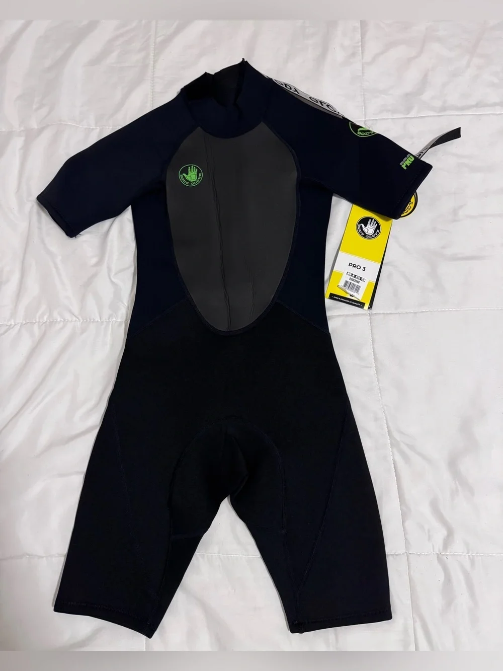 Body Glove Pro3 Kids Black Shorty Wetsuit with Green Logo